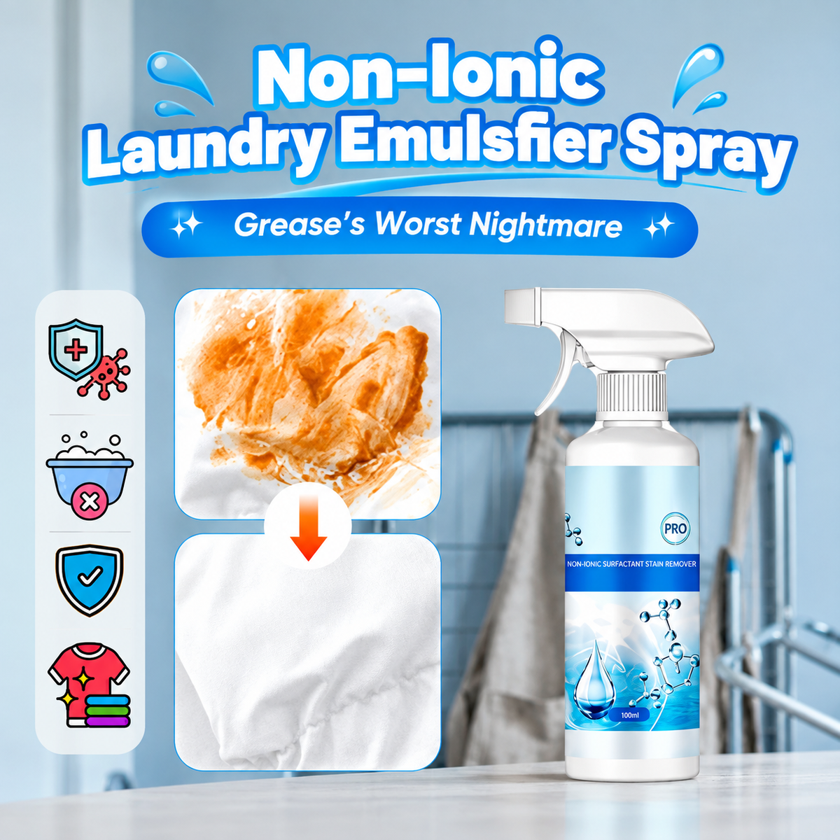 non-ionic laundry emulsifier spray